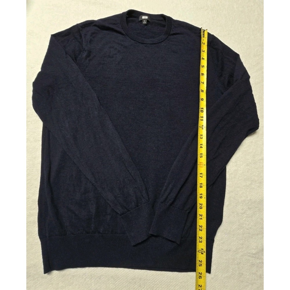 Uniqlo Men's Pre-Owned Wool Crewneck Sweater Medium Navy Blue Pure Wool